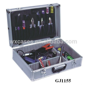 Silber Aluminium Tool Case mit Fold-Down-Tool-Palette & verstellbare Fächer innen